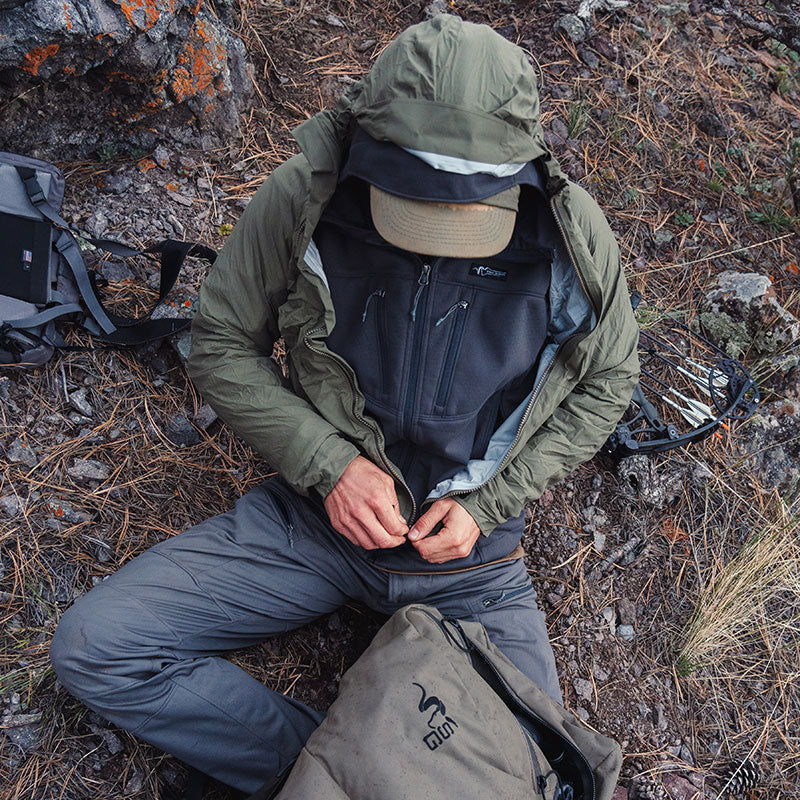 X1 Jacket - ultralight, packable, self-stuffing hunting rain jacket